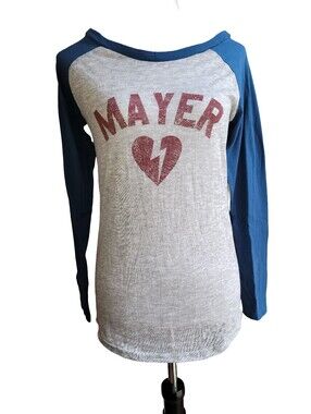 John Mayer Battle Studies World Tour Concert Raglan Sleeve Shirt Gray Blue Med